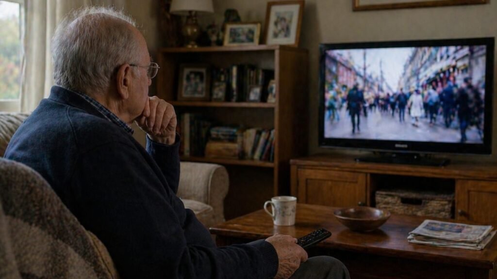 Psychology suggests many people over 70 who watch TV for hours may be coping with the loss of routine, purpose, and feeling needed